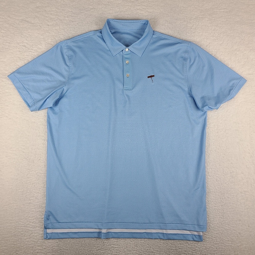 Peter Millar Polo Shirt Mens 2XL XXL Blue‎ Geometric Performance Short Sleeve